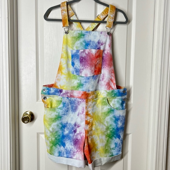 Pants - Rainbow Tie-dye Short Overalls size Large